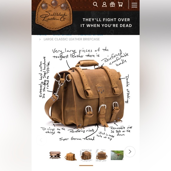 Saddleback Large Classic Leather Briefcase - Picture 6 of 9